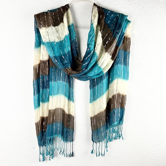 🦚🤎BUNDLE OF SCARVES!! Teals & Browns Random Mix - Picture 12 of 16